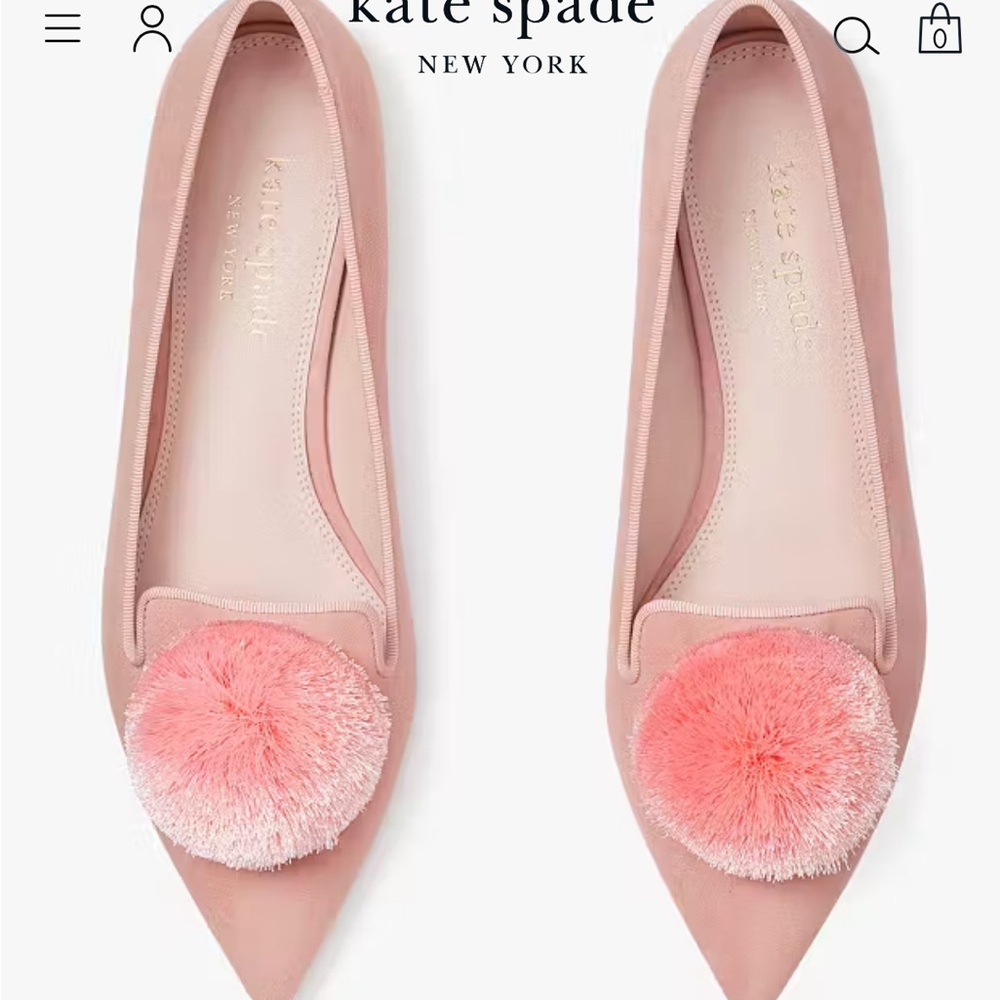 Kate Spade Pink Flats with Pom Pom - Picture 5 of 8